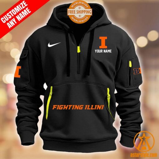 Illinois Fighting Illini CUSTOM Half Zip Heavy Hoodie