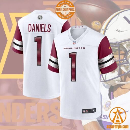 Jayden Daniels Washington Commanders 2024 NFL Draft First Round Pick Player White Jersey