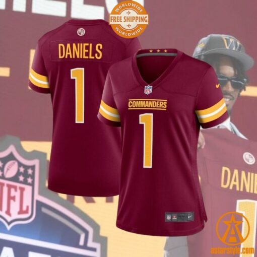 Jayden Daniels Washington Commanders Women’s 2024 NFL Draft First Round Pick Player Burgundy Jersey