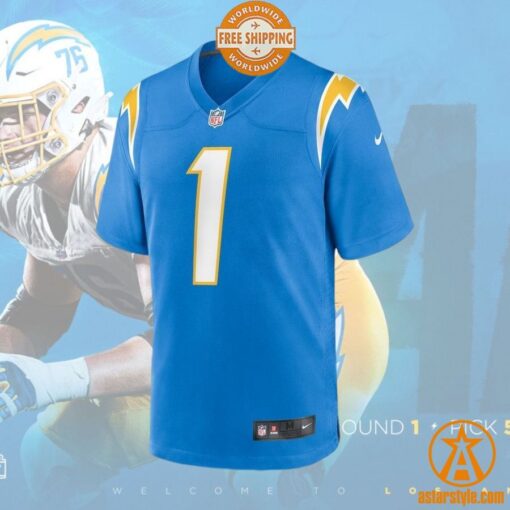 Joe Alt Los Angeles Chargers 2024 NFL Draft First Round Pick Player Powder Blue Jersey