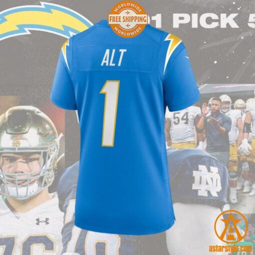 Joe Alt Los Angeles Chargers Women’s 2024 NFL Draft First Round Pick Player Powder Blue Jersey