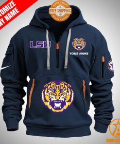 LSU Tigers personalized Half Zip Heavy Hoodie