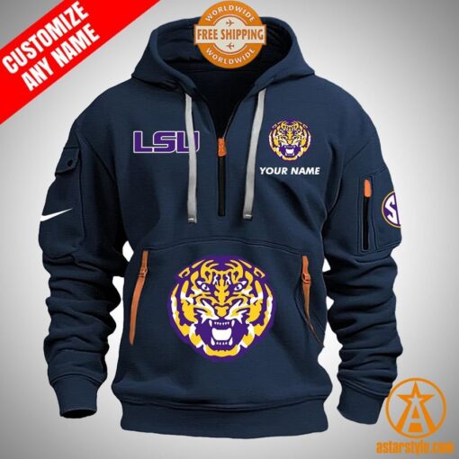 LSU Tigers personalized Half Zip Heavy Hoodie