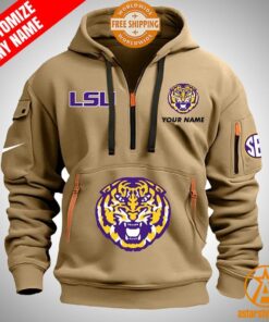 LSU Tigers personalized Half Zip Heavy Hoodie