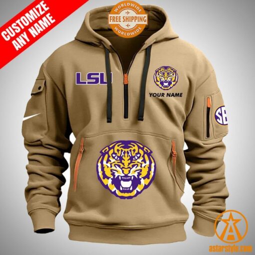 LSU Tigers personalized Half Zip Heavy Hoodie