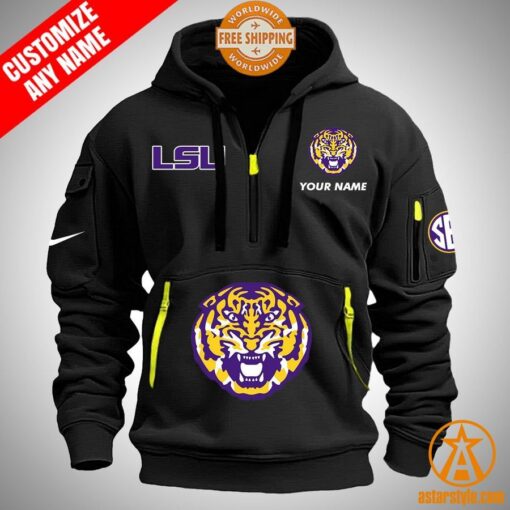 LSU Tigers personalized Half Zip Heavy Hoodie