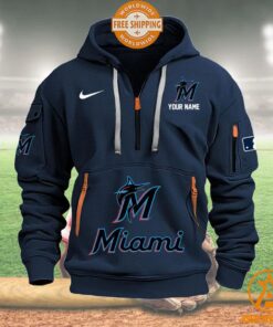 Miami Marlins MLB Half Zip Heavy Hoodie