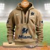 Miami Marlins MLB Half Zip Heavy Hoodie Beautiful Mom, beautiful daughter