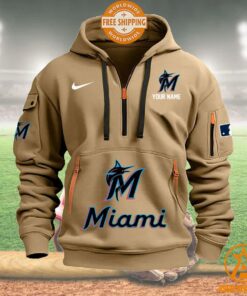 Miami Marlins MLB Half Zip Heavy Hoodie