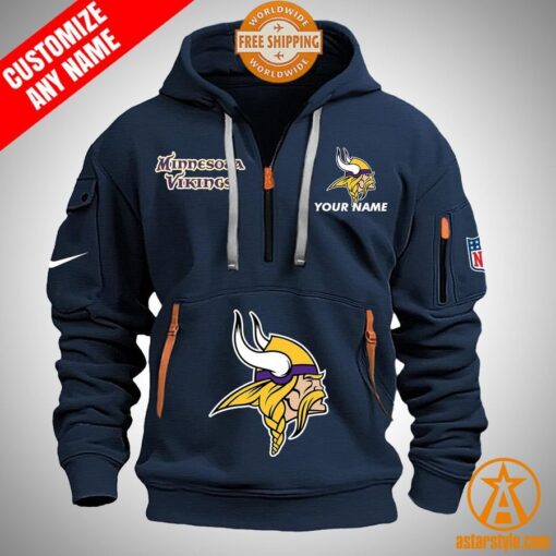 Minnesota Vikings personalized Half Zip Heavy Hoodie