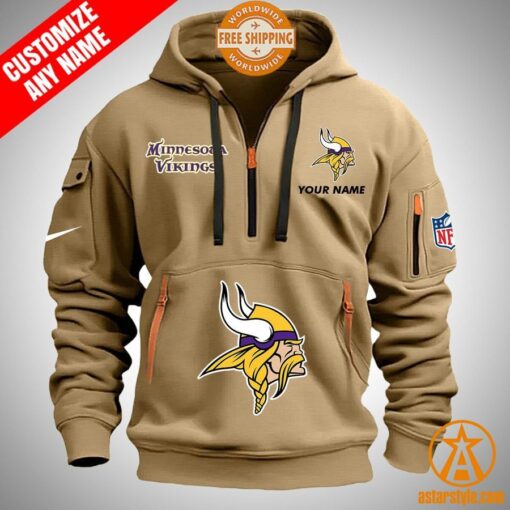 Minnesota Vikings personalized Half Zip Heavy Hoodie