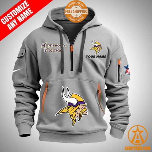 Minnesota Vikings personalized Half Zip Heavy Hoodie