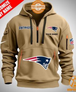 New England Patriots personalized Half Zip Heavy Hoodie