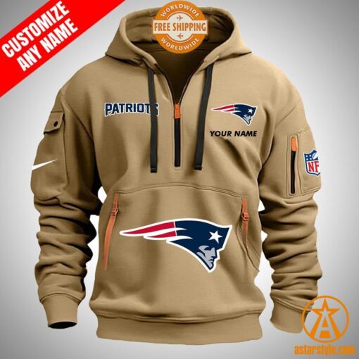 New England Patriots personalized Half Zip Heavy Hoodie