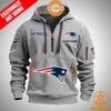 New England Patriots Personalized Half Zip Heavy Hoodie Natural And Awesome