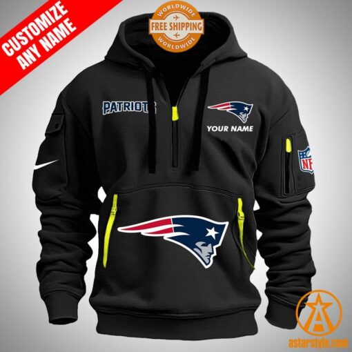 New England Patriots personalized Half Zip Heavy Hoodie