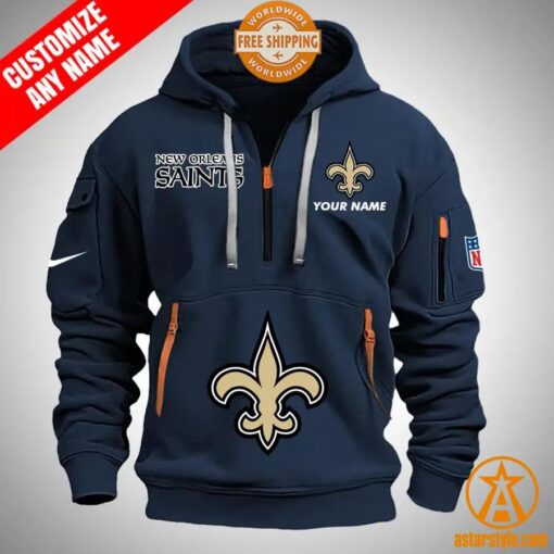 New Orleans Saints personalized Half Zip Heavy Hoodie