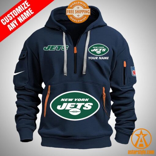 New York Jets personalized Half Zip Heavy Hoodie