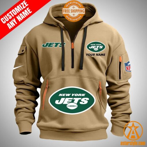 New York Jets personalized Half Zip Heavy Hoodie