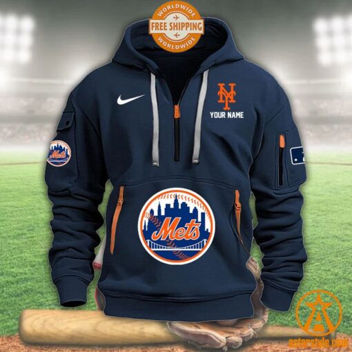 New York Mets MLB Half Zip Heavy Hoodie