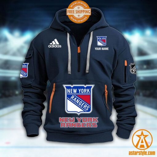 New York Rangers NHL Half Zip Heavy Hoodie