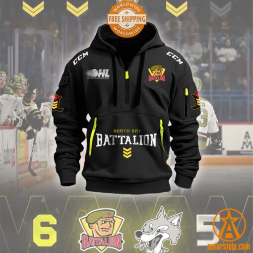 North Bay Battalion Half Zip Heavy Hoodie