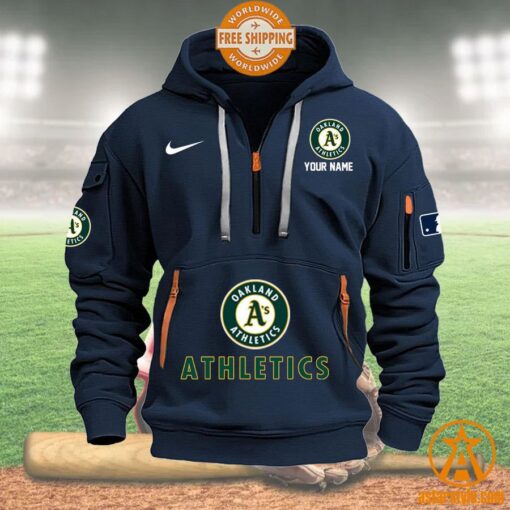 Oakland Athletics MLB Half Zip Heavy Hoodie