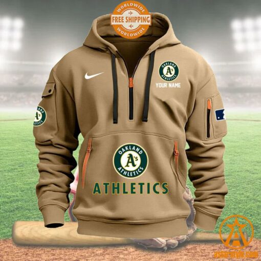 Oakland Athletics MLB Half Zip Heavy Hoodie