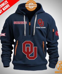 Oklahoma Sooners personalized Half Zip Heavy Hoodie