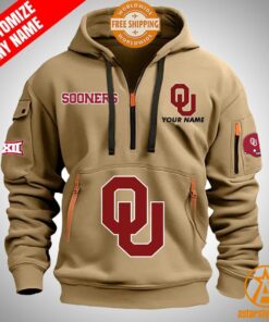 Oklahoma Sooners personalized Half Zip Heavy Hoodie