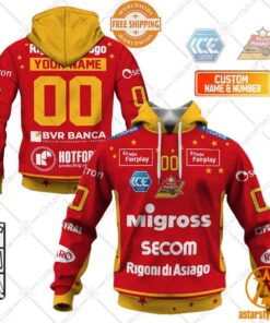 Personalized Ice Hockey League Asiago Hockey 1935 Home Jersey Style Hoodie