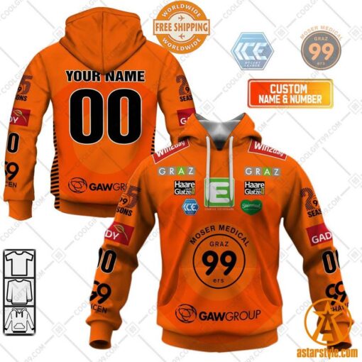 Personalized Ice Hockey League Graz 99ers Home Jersey Style Hoodie