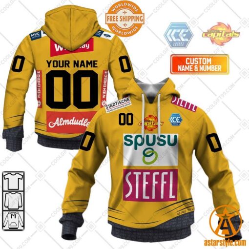 Personalized Ice Hockey League Vienna Capitals Home Jersey Style Hoodie