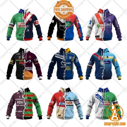 Personalized Mix and Match 2 NRL Team Hoodie