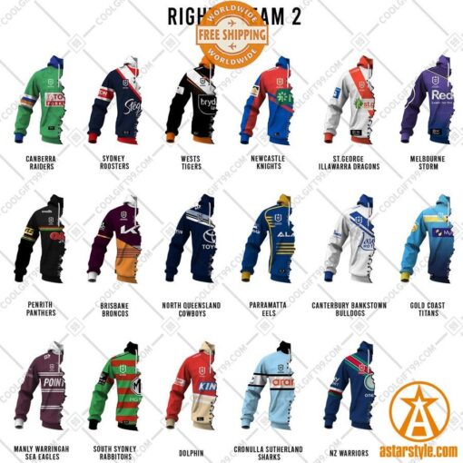 Personalized Mix and Match 2 NRL Team Hoodie