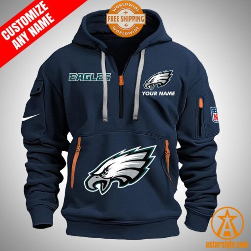 Philadelphia Eagles personalized Half Zip Heavy Hoodie