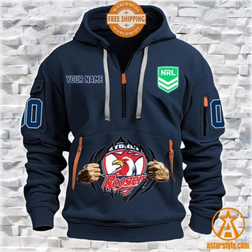 Sydney Roosters CUSTOM Half Zip Heavy Hoodie