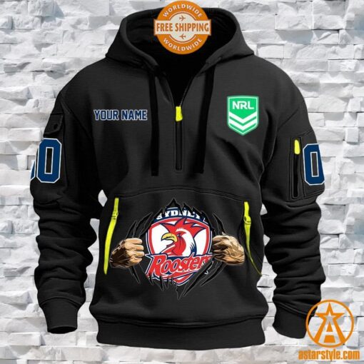 Sydney Roosters CUSTOM Half Zip Heavy Hoodie