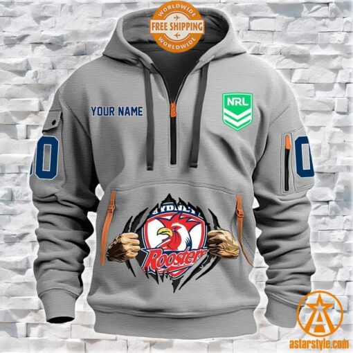 Sydney Roosters CUSTOM Half Zip Heavy Hoodie