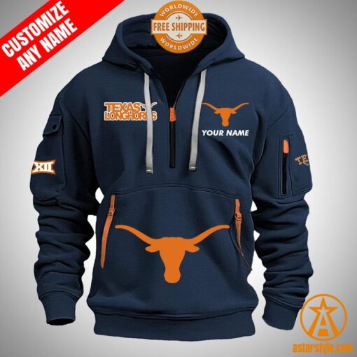 Texas Longhorns personalized Half Zip Heavy Hoodie