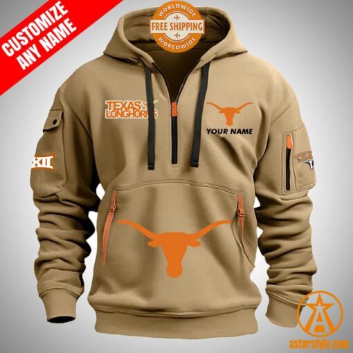 Texas Longhorns personalized Half Zip Heavy Hoodie