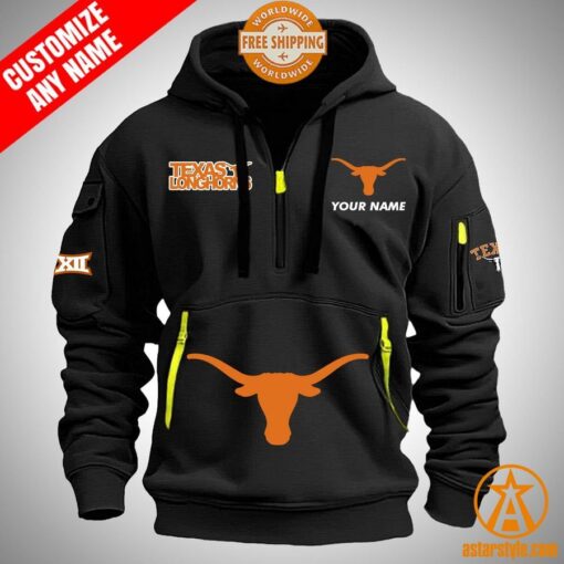 Texas Longhorns personalized Half Zip Heavy Hoodie