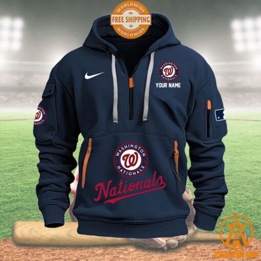 Washington Nationals MLB Half Zip Heavy Hoodie