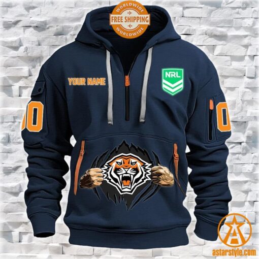 Wests Tigers CUSTOM Half Zip Heavy Hoodie