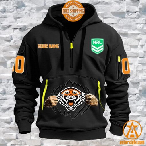 Wests Tigers CUSTOM Half Zip Heavy Hoodie