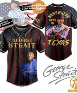 George Strait Somewhere Down In Texas US Flag Baseball Jersey