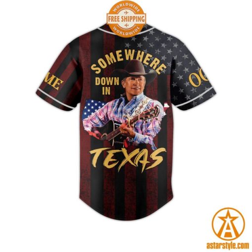 George Strait Somewhere Down In Texas US Flag Baseball Jersey