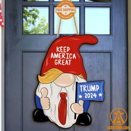 Gnome Keep America Great Trump 2024 Wooden Sign