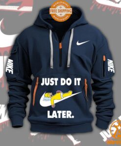 Homer Simpson Just Do It Later Nike Half Zip Heavy Hoodie