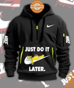 Homer Simpson Just Do It Later Nike Half Zip Heavy Hoodie